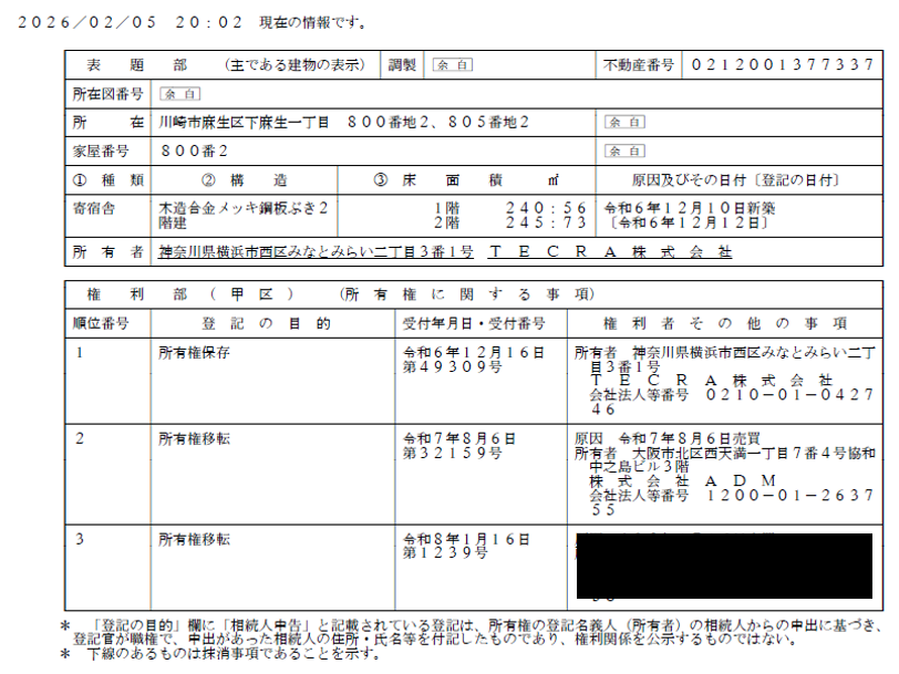 85号ファンド登記簿
